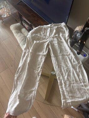 Thread & Supply Cream Wide-Leg Linen Pants